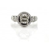  0.69 Cts. 18K White Gold Half Way Diamond Halo Engagement Ring Setting